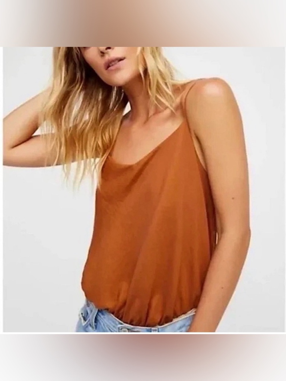 Free People Rust Brown Satin Cami Tank